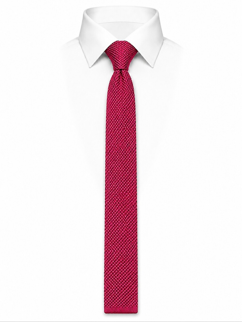 U.S. POLO ASSN. | Vintage 80s Red Knit Slim Tie Handmade Square End Preppy | 55"